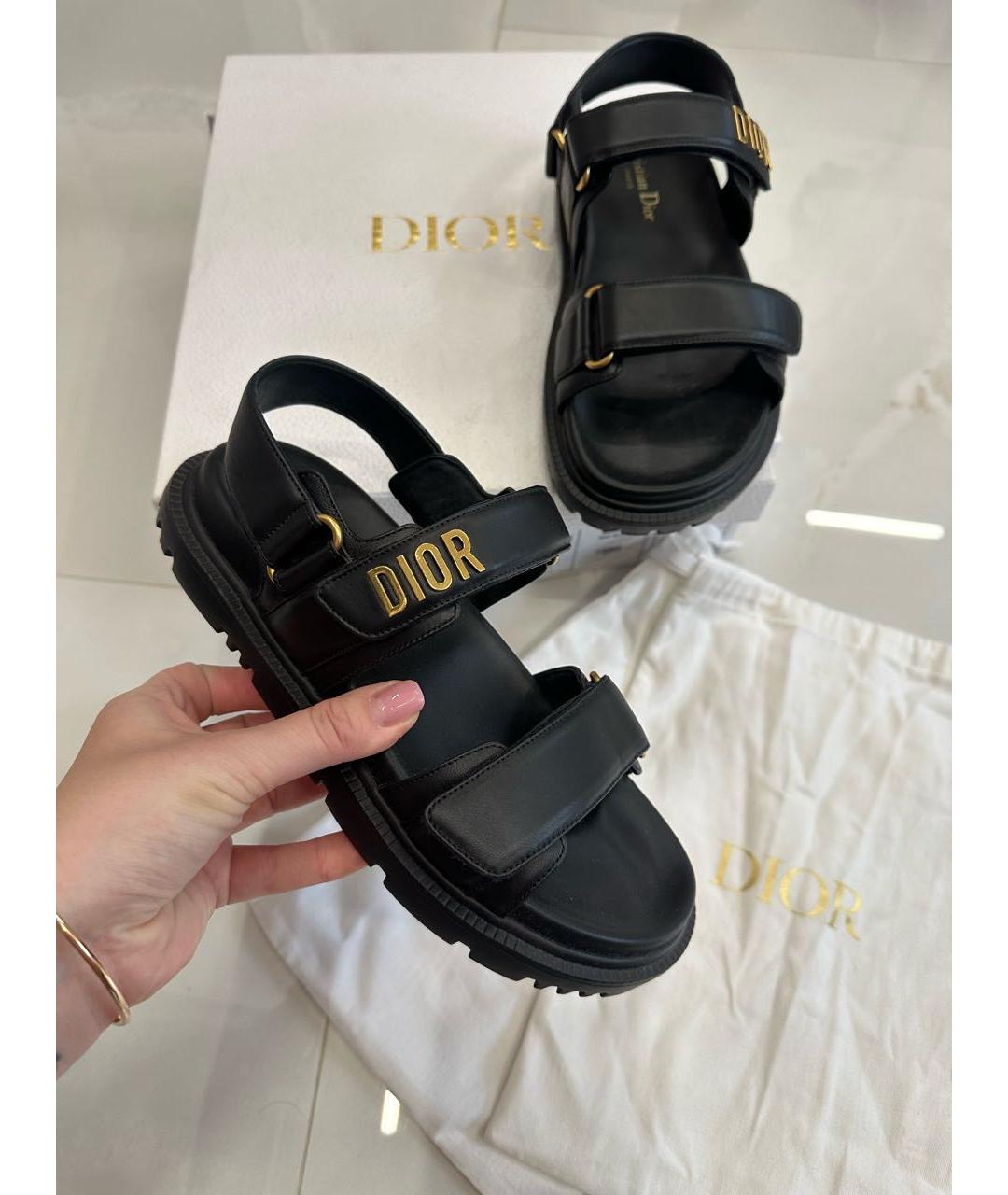 CHRISTIAN DIOR Черные кожаные сандалии, фото 2