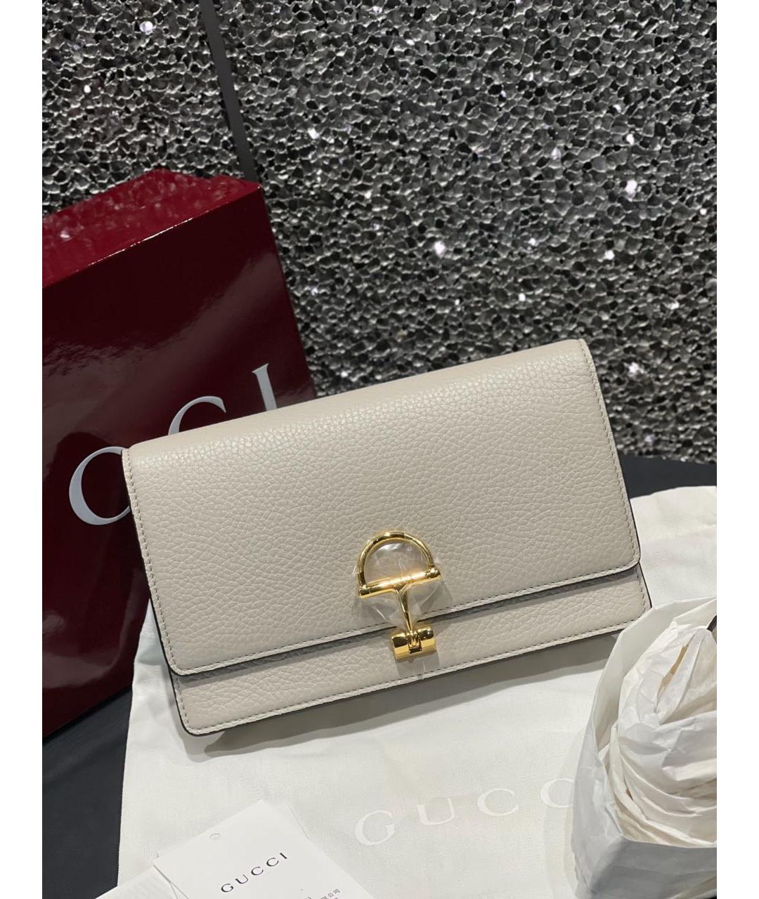 GUCCI Белая кожаная сумка через плечо, фото 8