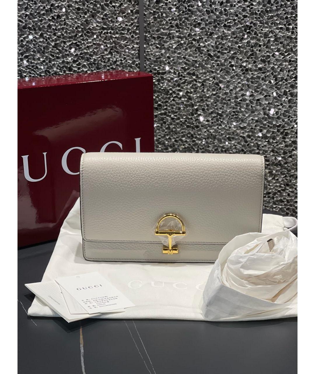 GUCCI Белая кожаная сумка через плечо, фото 2
