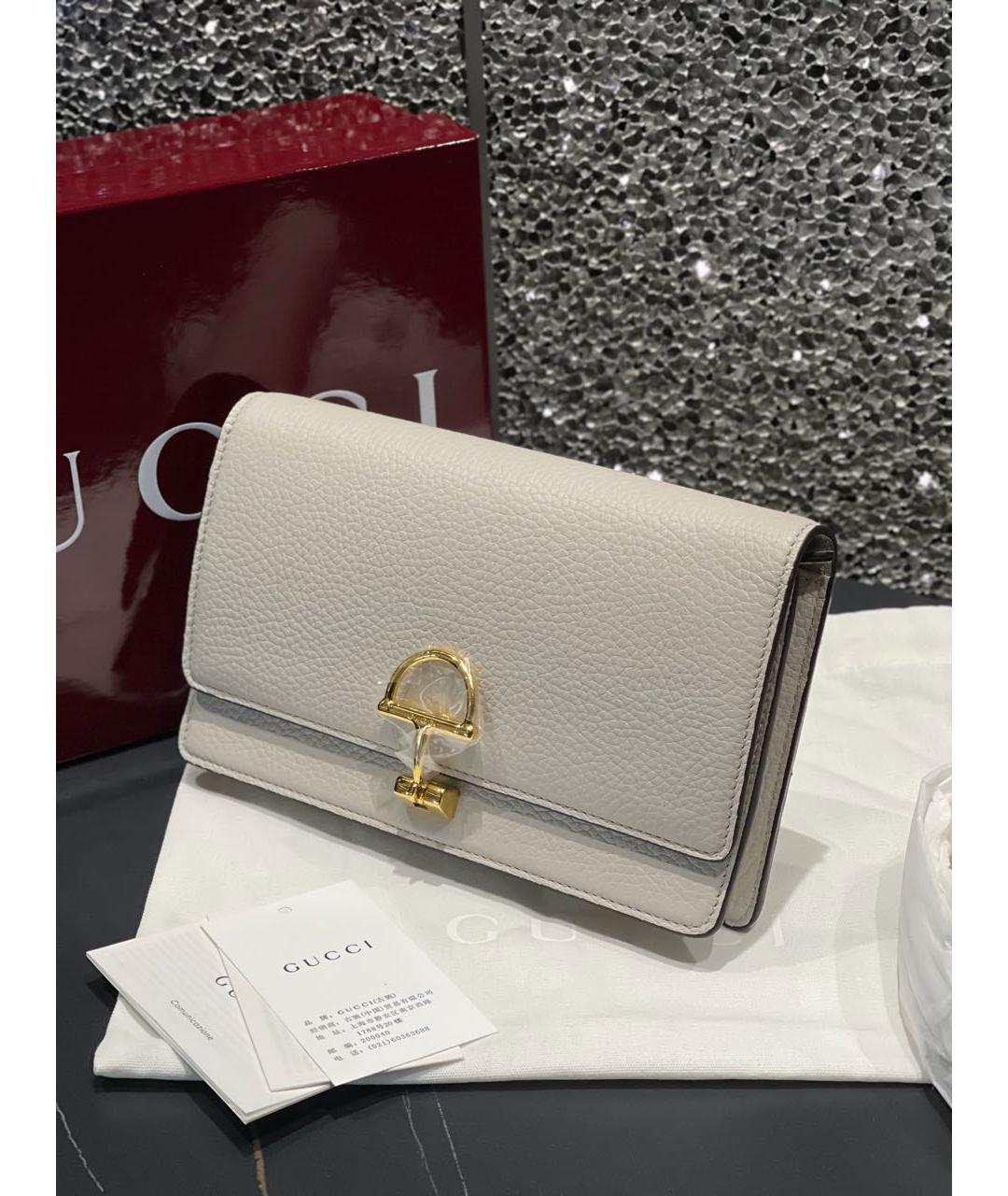 GUCCI Белая кожаная сумка через плечо, фото 3