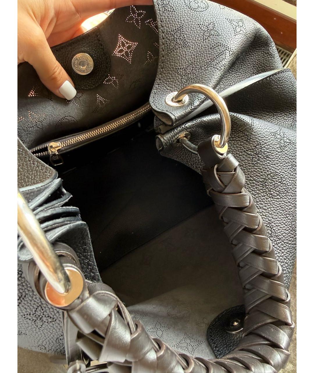 LOUIS VUITTON Черная кожаная сумка тоут, фото 4