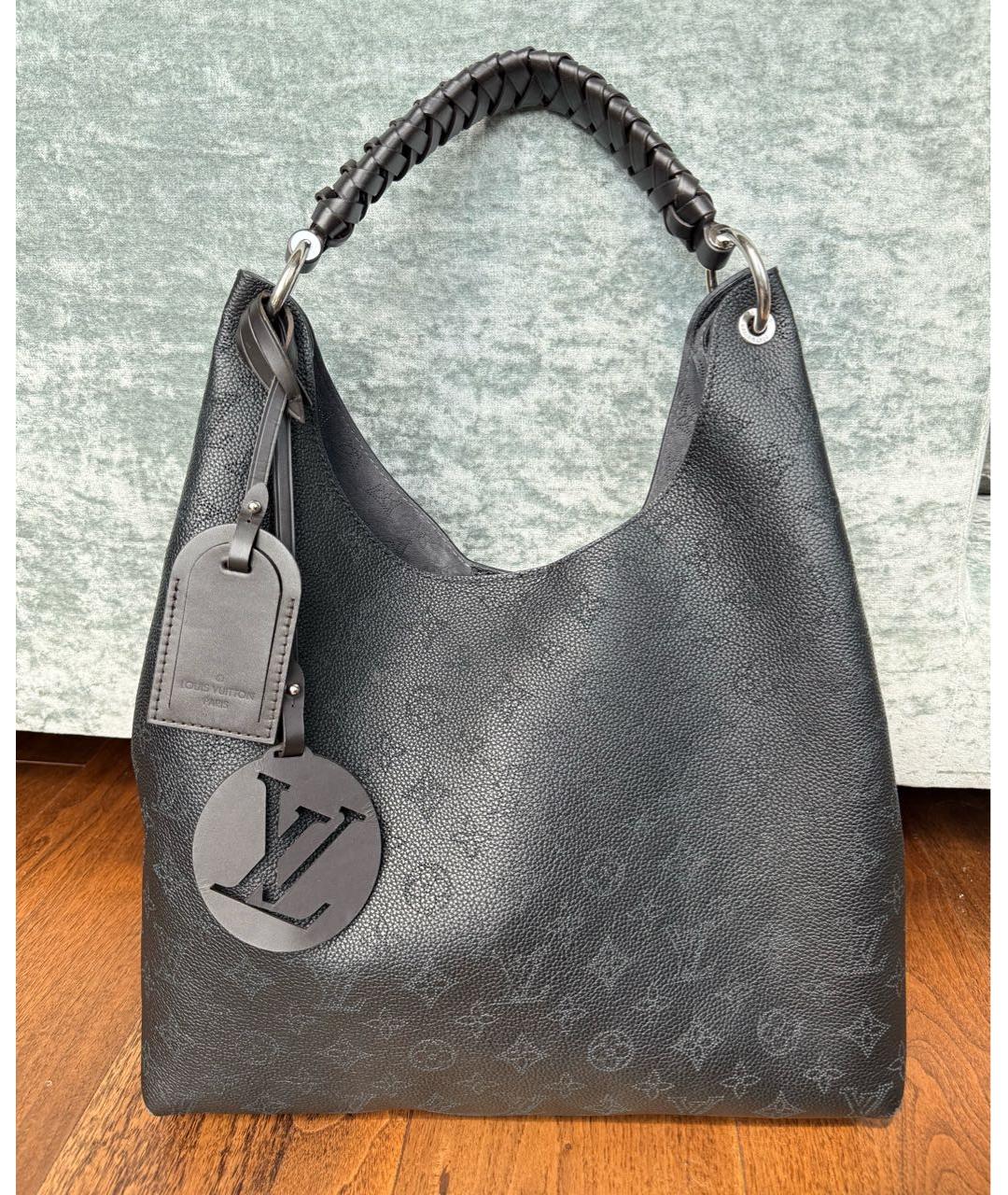 LOUIS VUITTON Черная кожаная сумка тоут, фото 8