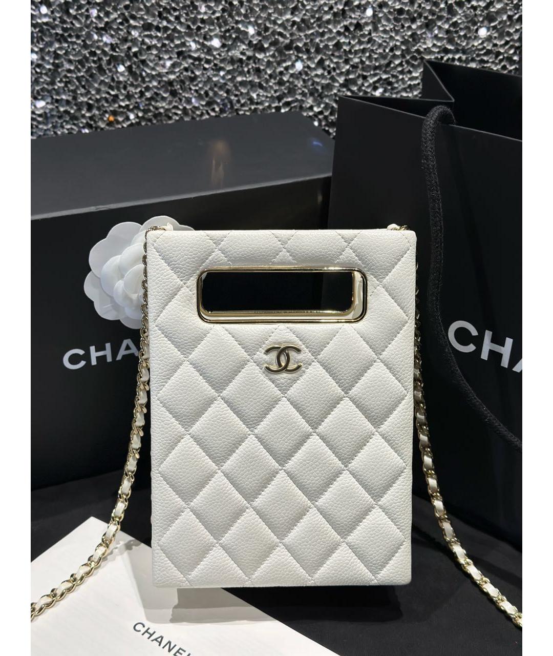 CHANEL Белая кожаная сумка через плечо, фото 8