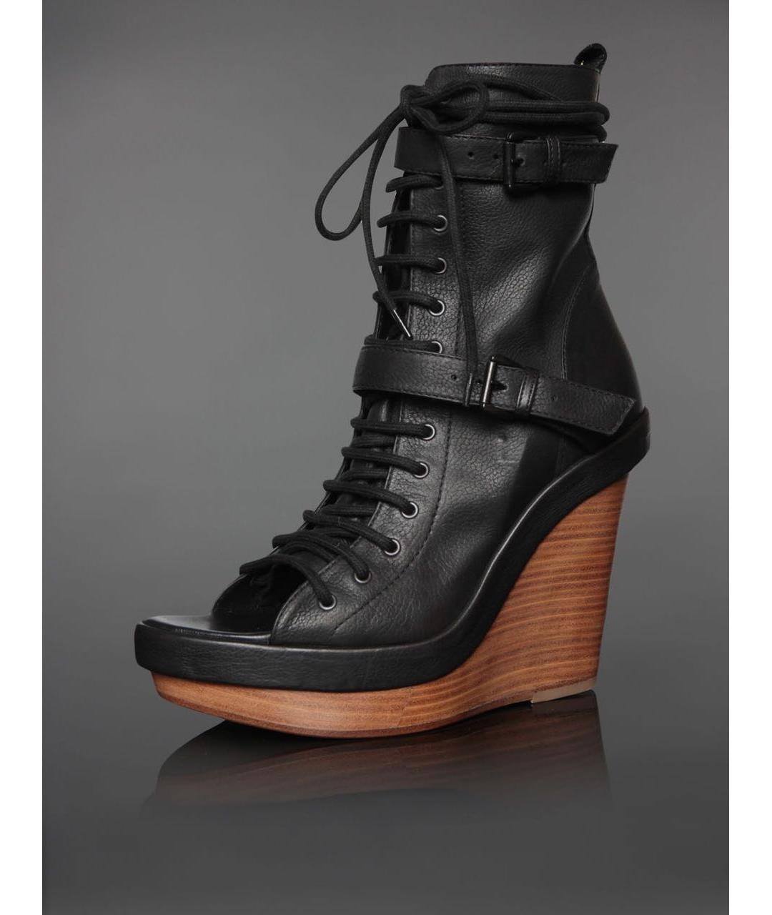 ANN DEMEULEMEESTER Черные кожаные ботинки, фото 8