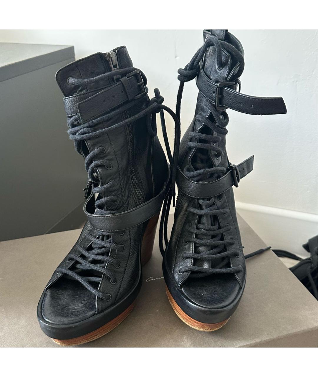 ANN DEMEULEMEESTER Черные кожаные ботинки, фото 4