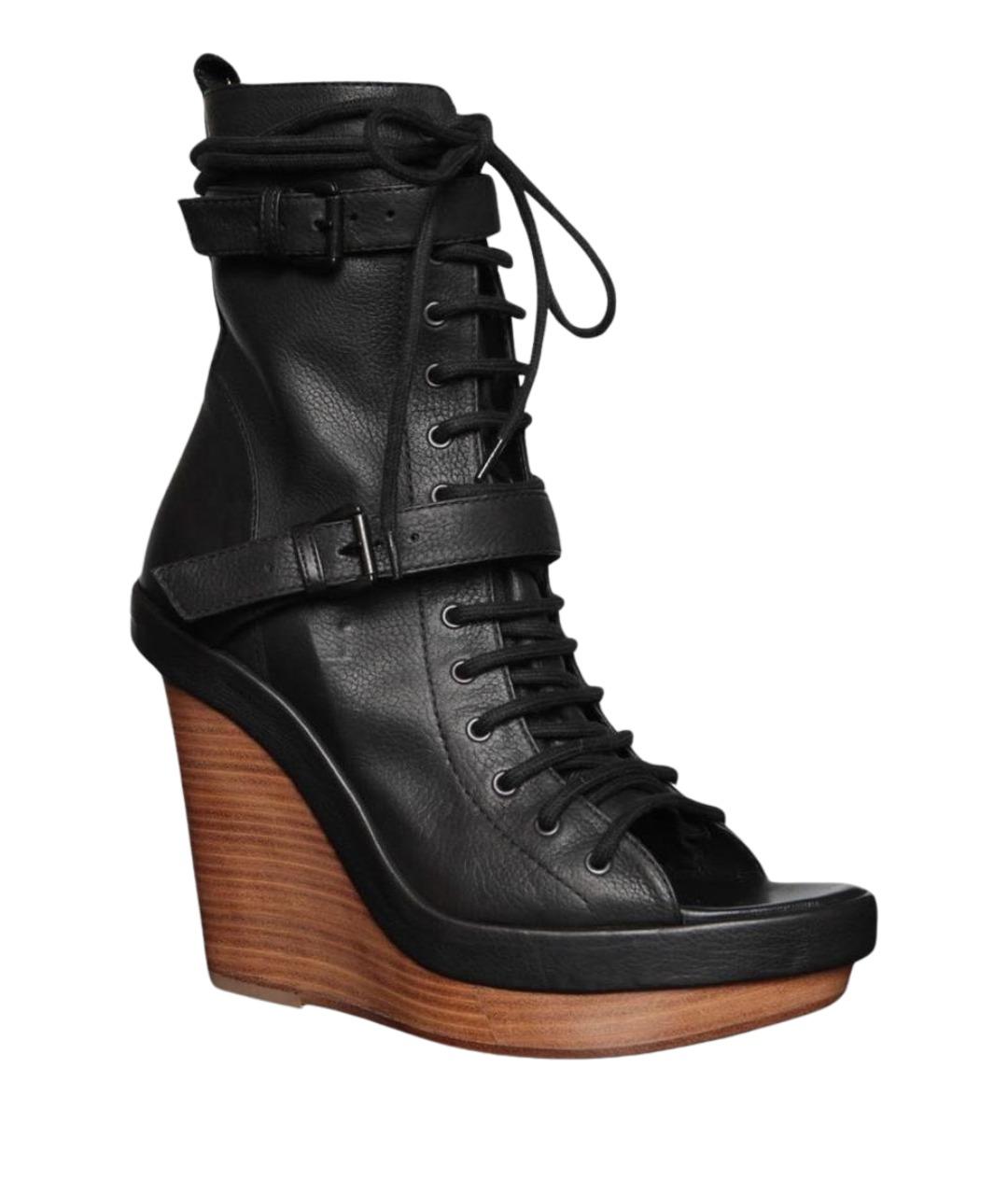 ANN DEMEULEMEESTER Черные кожаные ботинки, фото 1