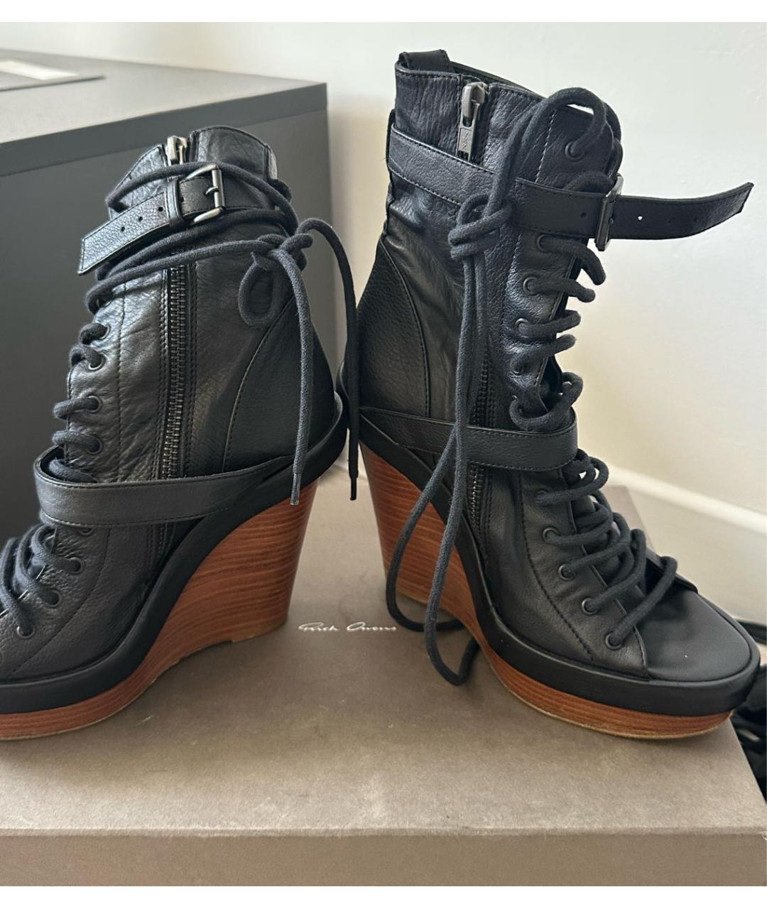 ANN DEMEULEMEESTER Черные кожаные ботинки, фото 3
