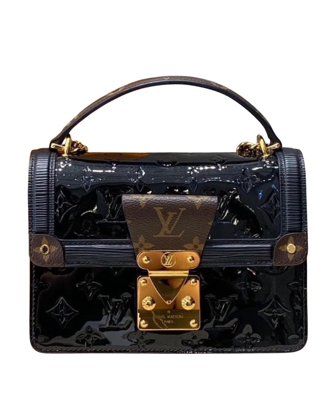 LOUIS VUITTON Черная сумка с короткими ручками из лакированной кожи, фото 1