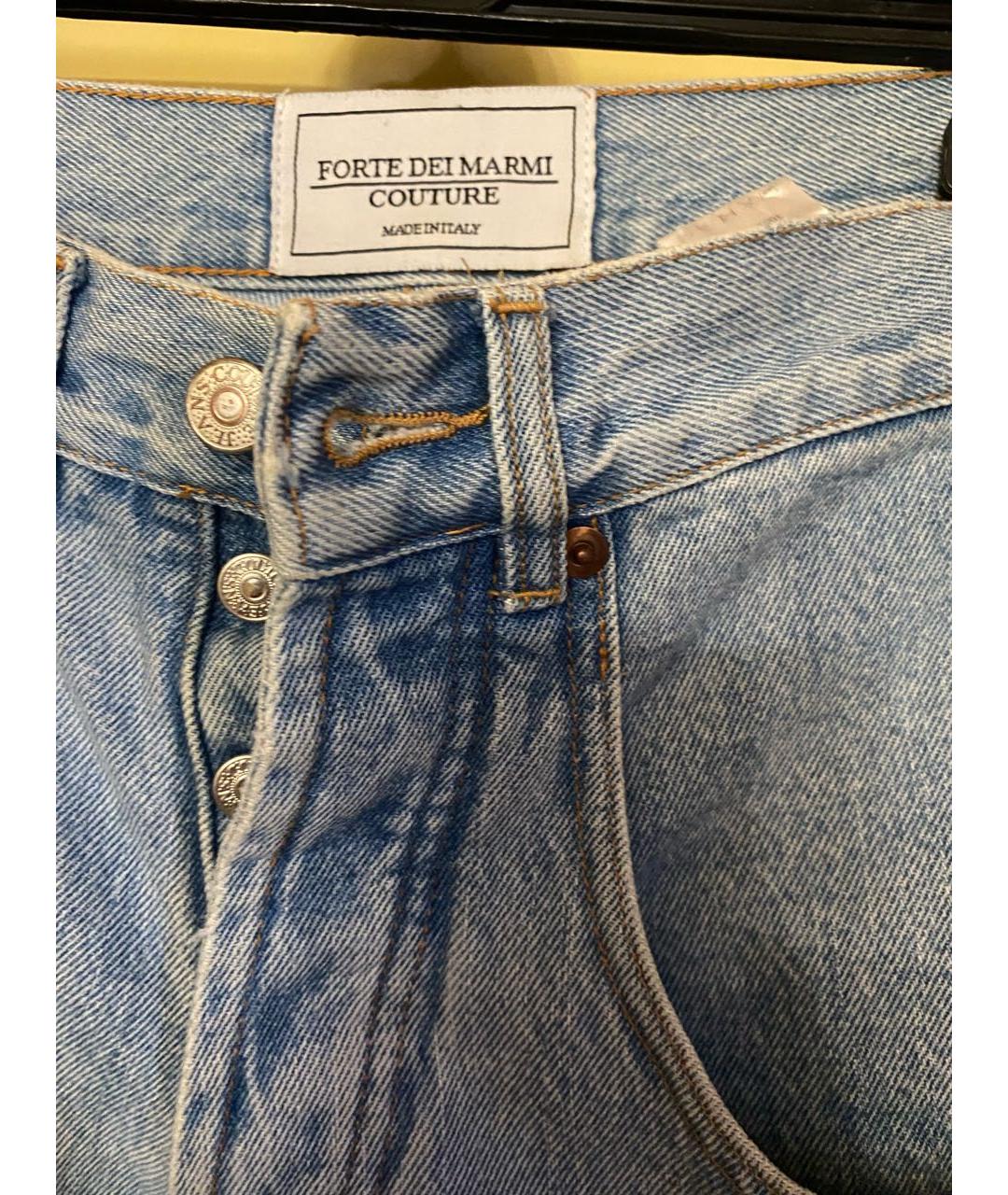 FORTE COUTURE Голубые хлопковые прямые джинсы, фото 3