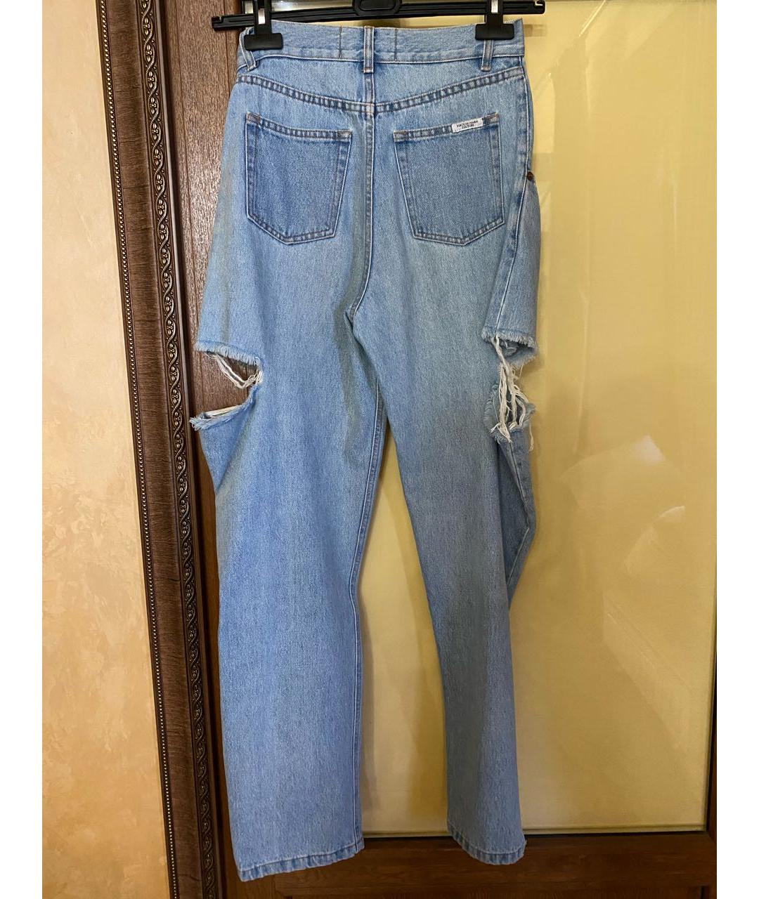 FORTE COUTURE Голубые хлопковые прямые джинсы, фото 2