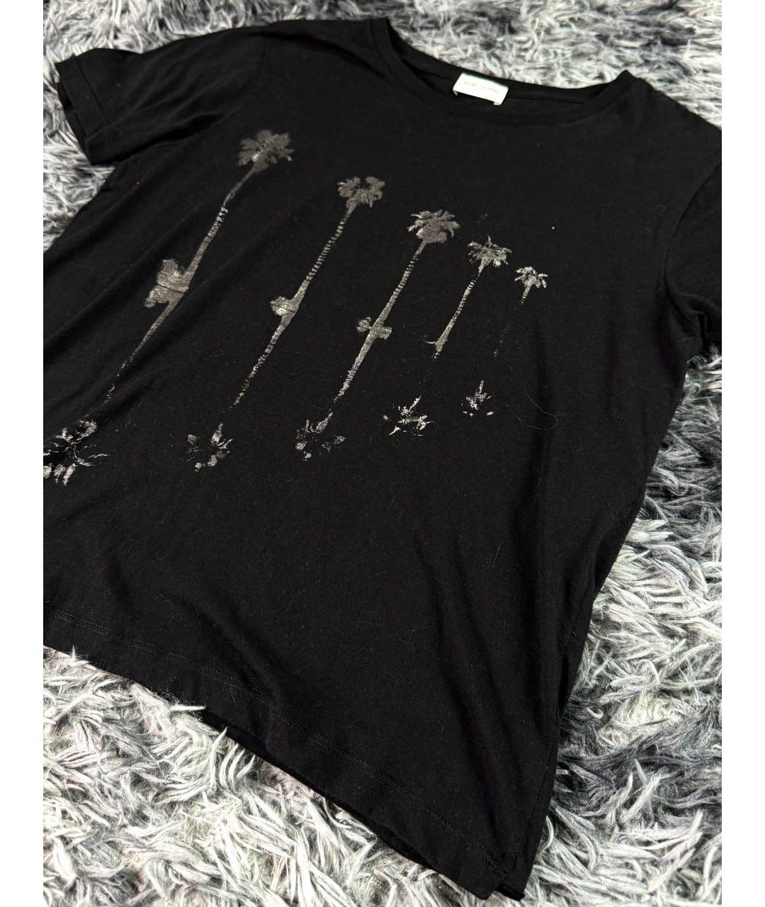 SAINT LAURENT Черная хлопковая футболка, фото 5
