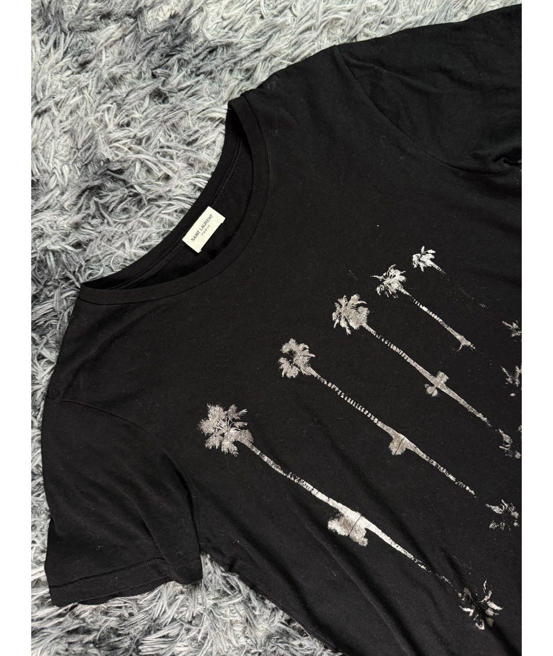 SAINT LAURENT Черная хлопковая футболка, фото 3