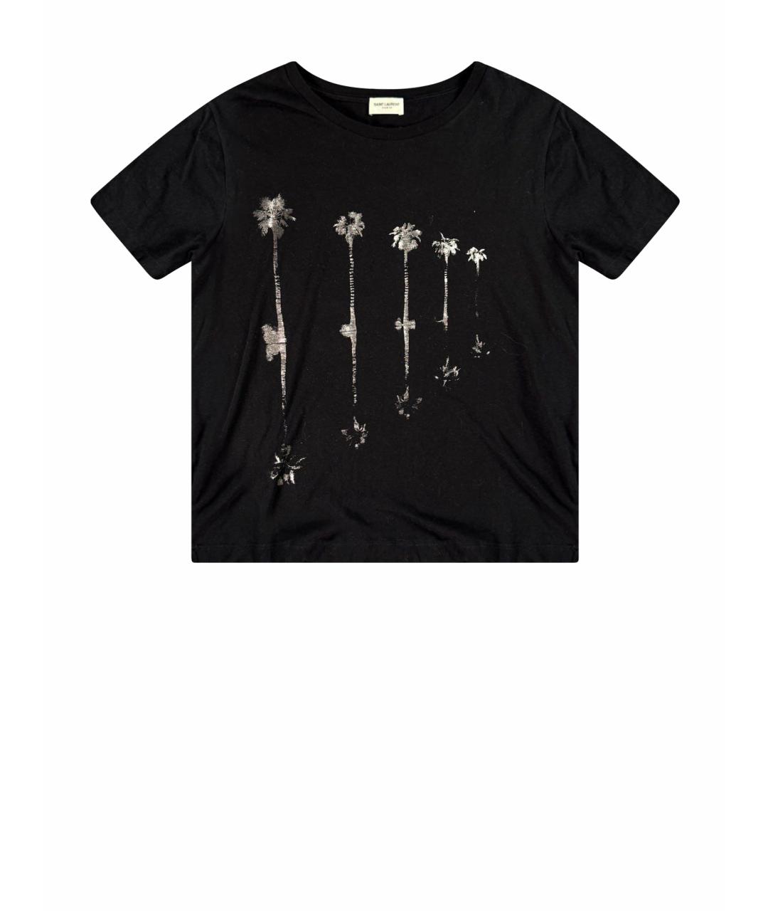 SAINT LAURENT Черная хлопковая футболка, фото 1