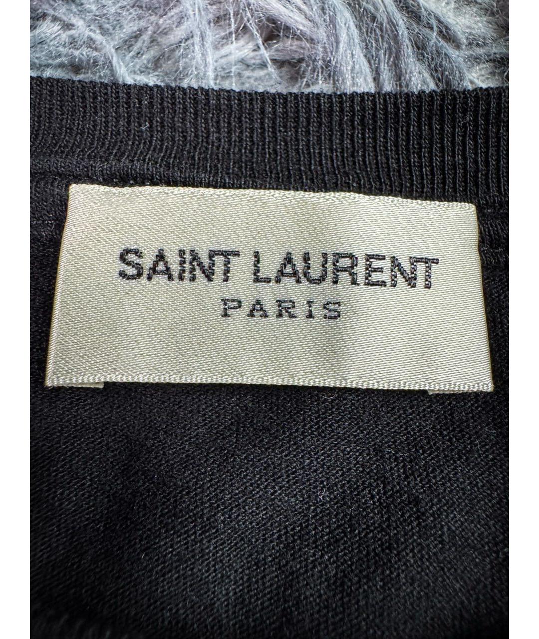 SAINT LAURENT Черная хлопковая футболка, фото 6