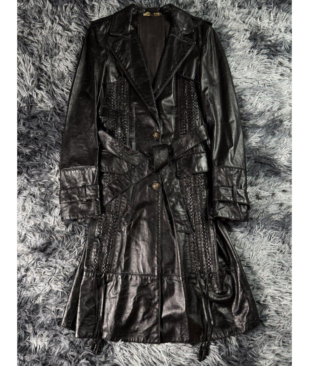 ROBERTO CAVALLI Черное кожаное пальто, фото 7