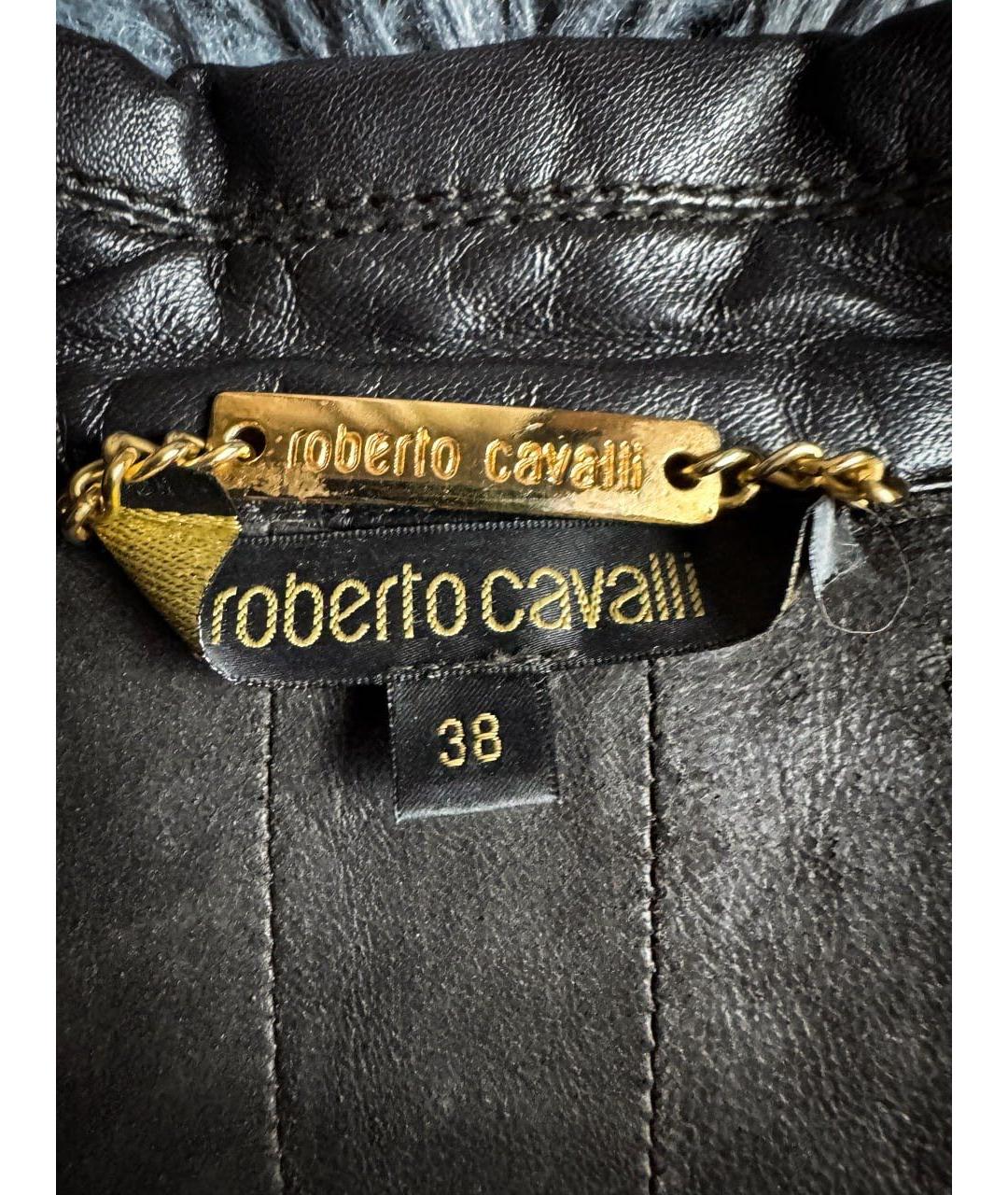 ROBERTO CAVALLI Черное кожаное пальто, фото 5