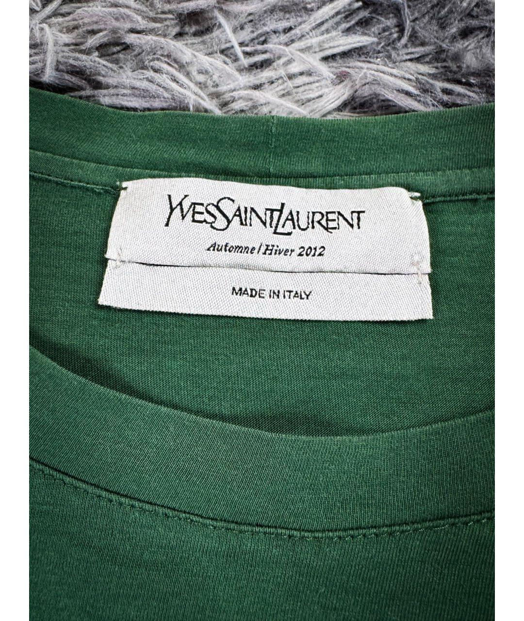 SAINT LAURENT Зеленая хлопковая футболка, фото 6