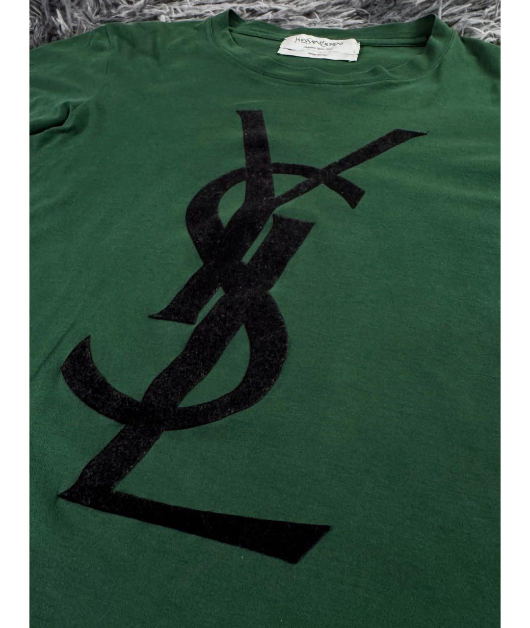 SAINT LAURENT Зеленая хлопковая футболка, фото 5