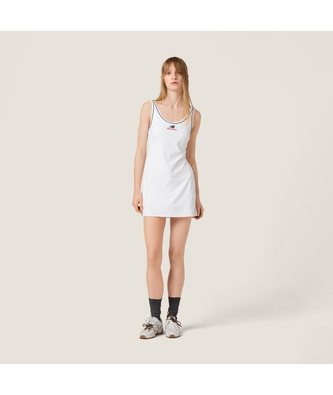MIU MIU Белое хлопковое повседневное платье, фото 2