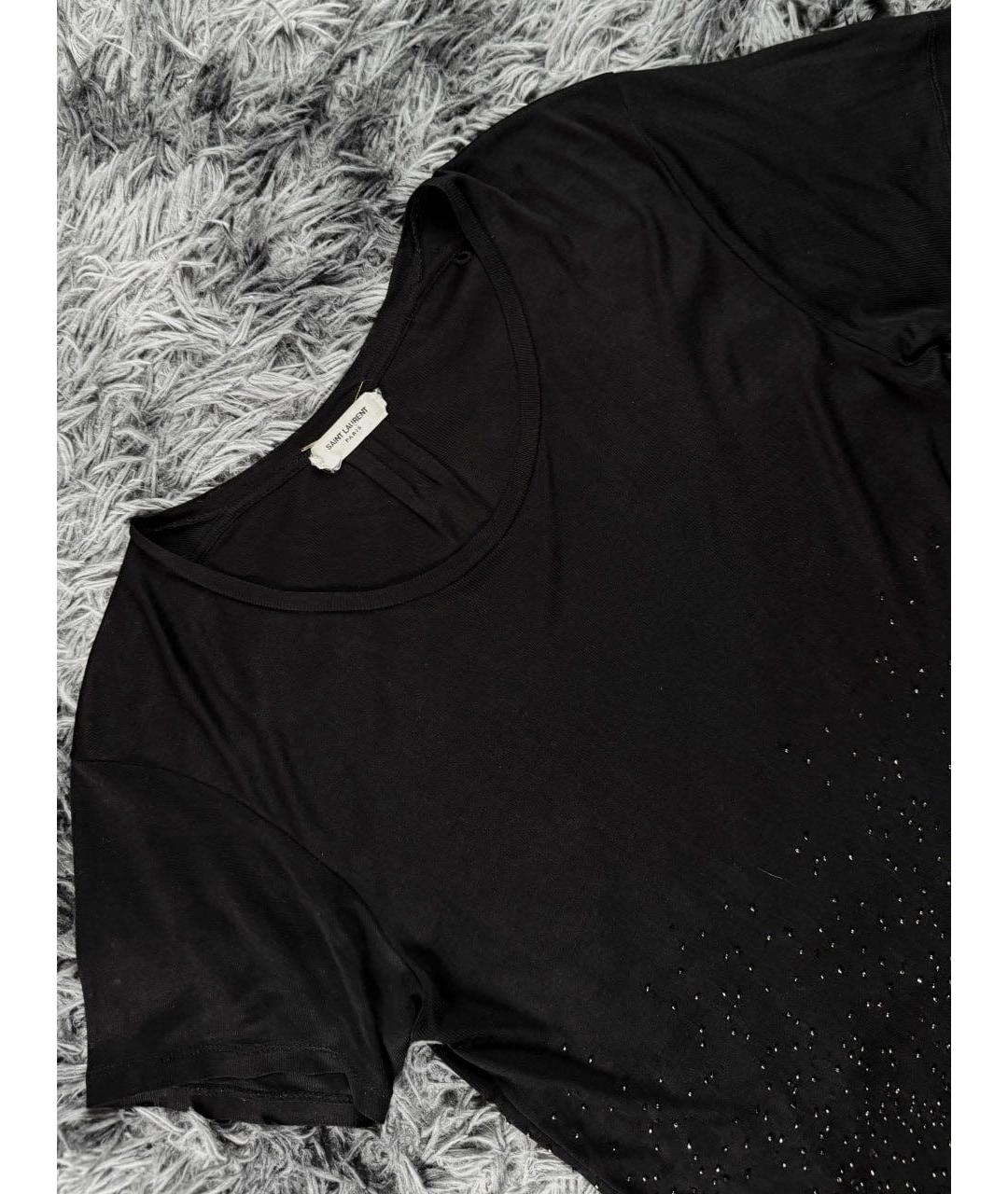 SAINT LAURENT Черная хлопковая футболка, фото 4