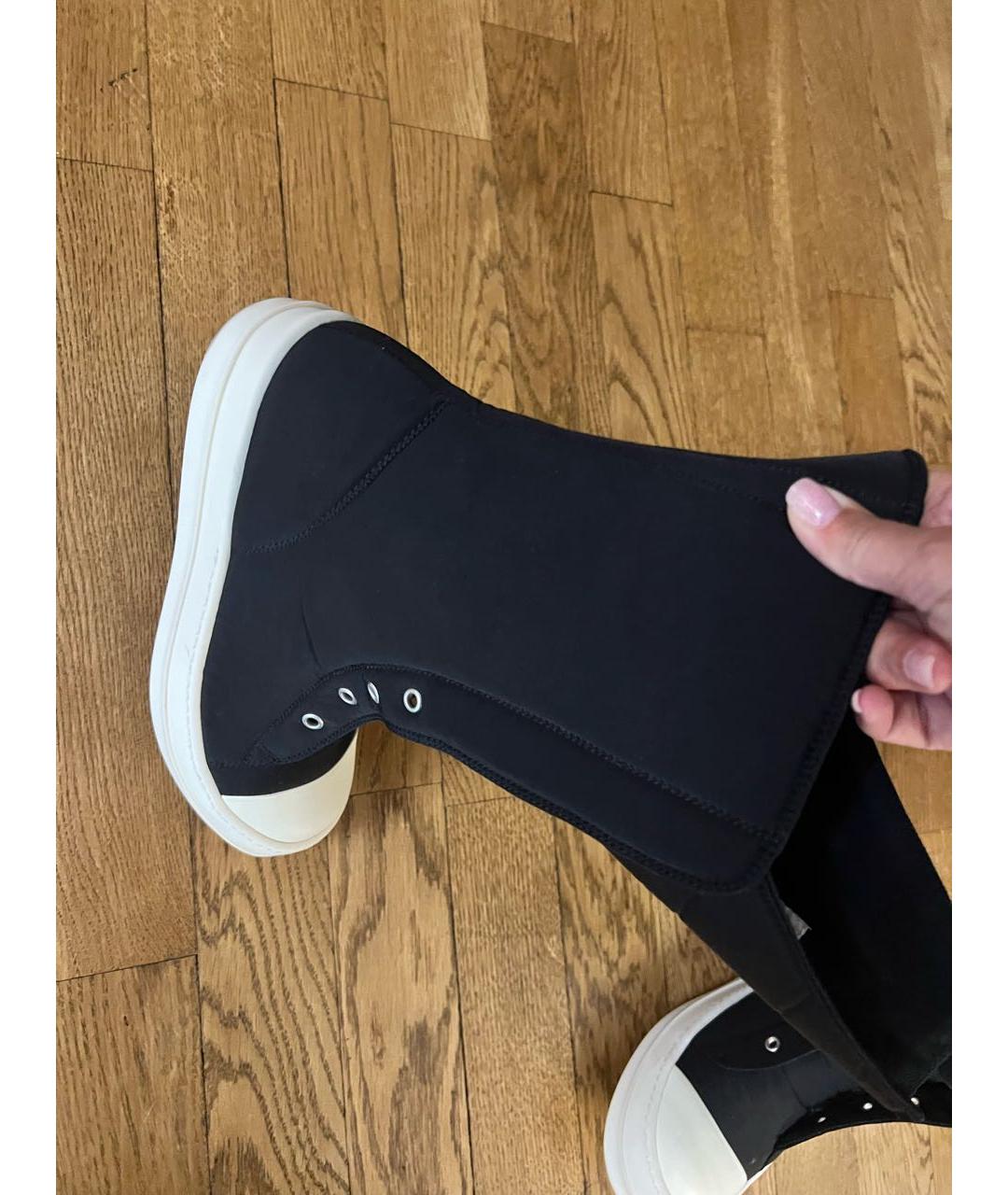 RICK OWENS Черные неопреновые кеды, фото 3