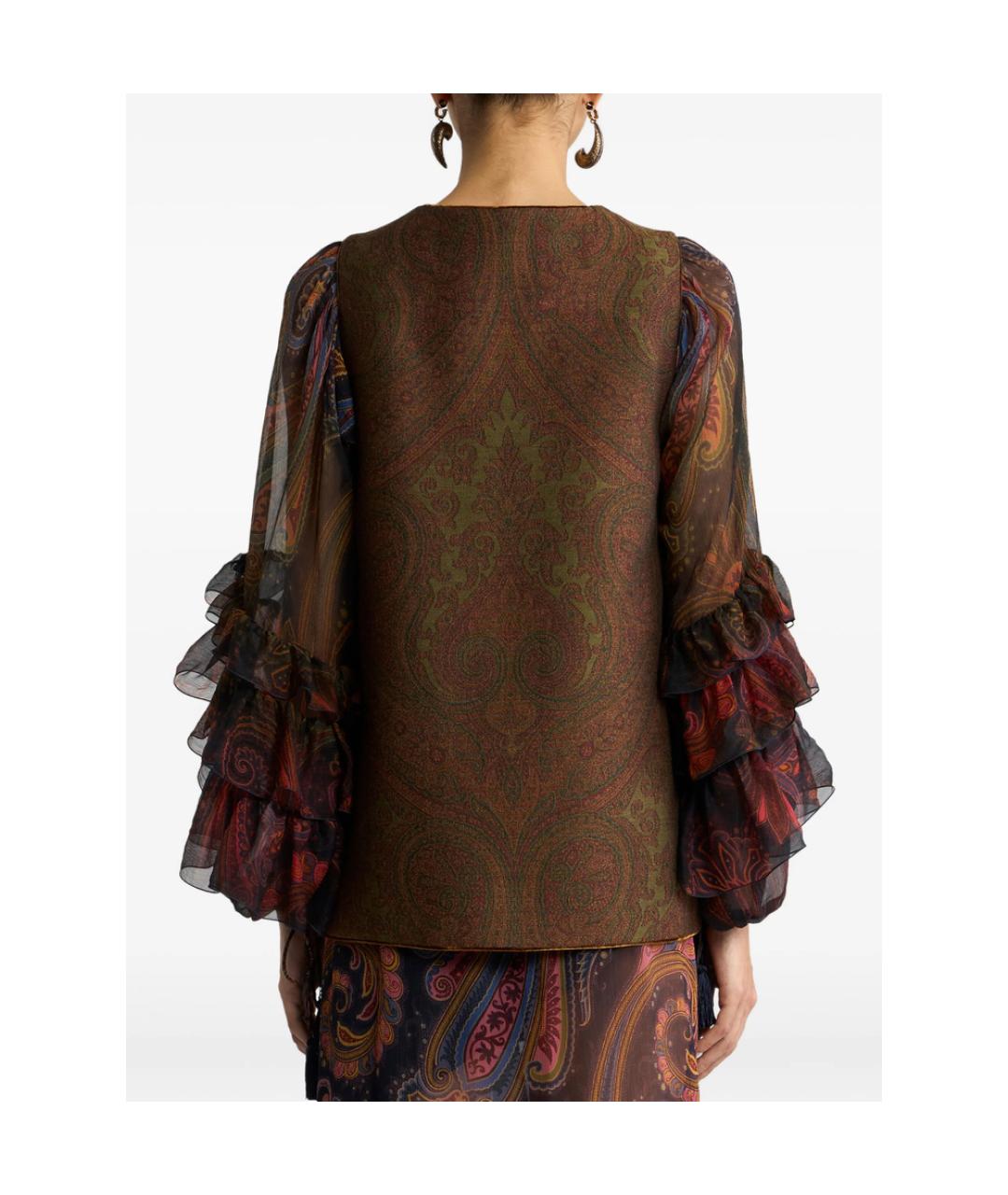 ETRO Коричневый шерстяной жилет, фото 3