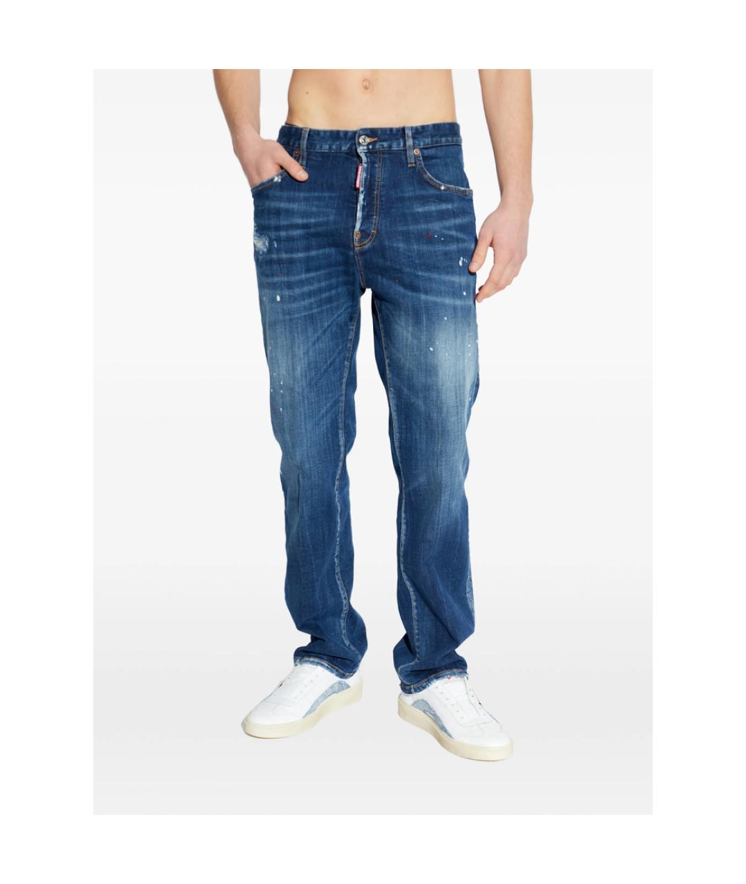 DSQUARED2 Синие хлопковые прямые джинсы, фото 5