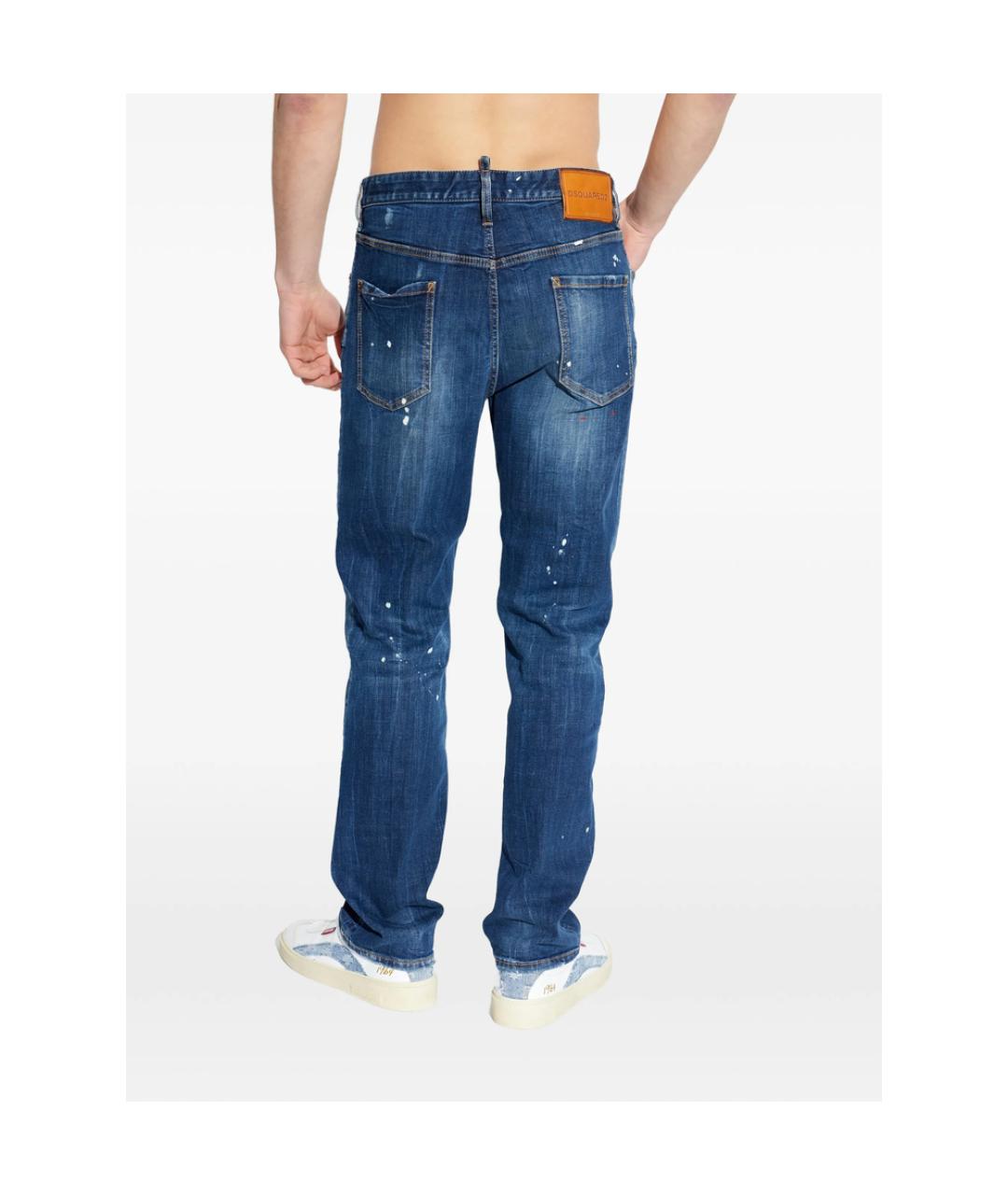 DSQUARED2 Синие хлопковые прямые джинсы, фото 4