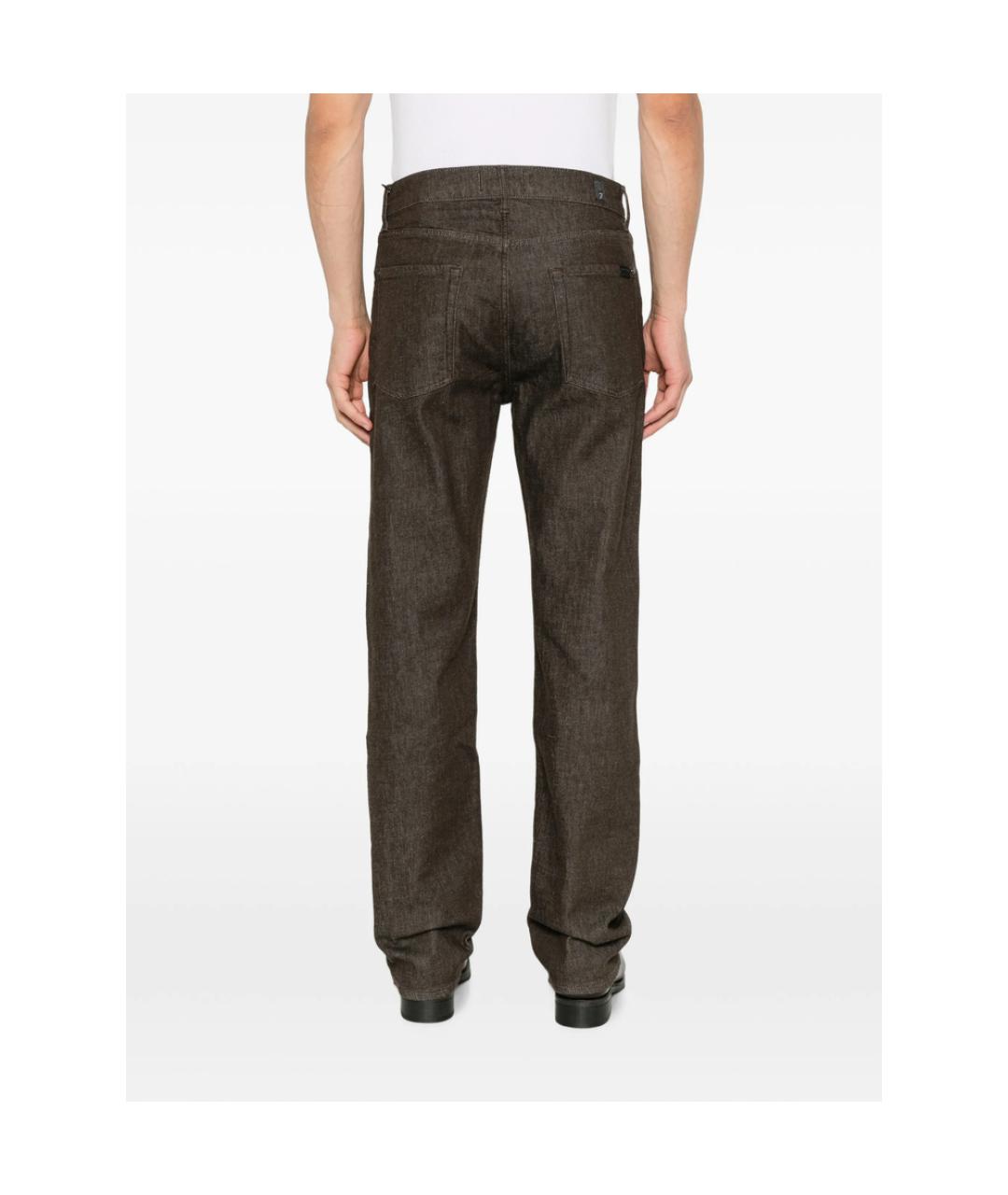 7 FOR ALL MANKIND Коричневые хлопковые прямые джинсы, фото 5