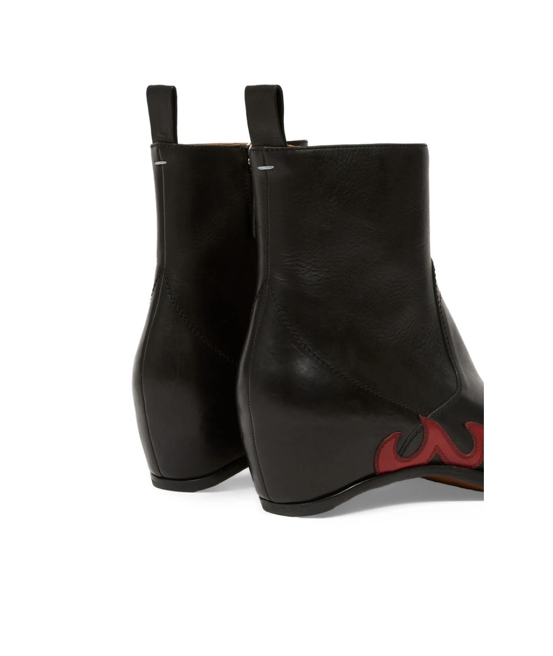 MAISON MARGIELA Черные кожаные высокие ботинки, фото 3