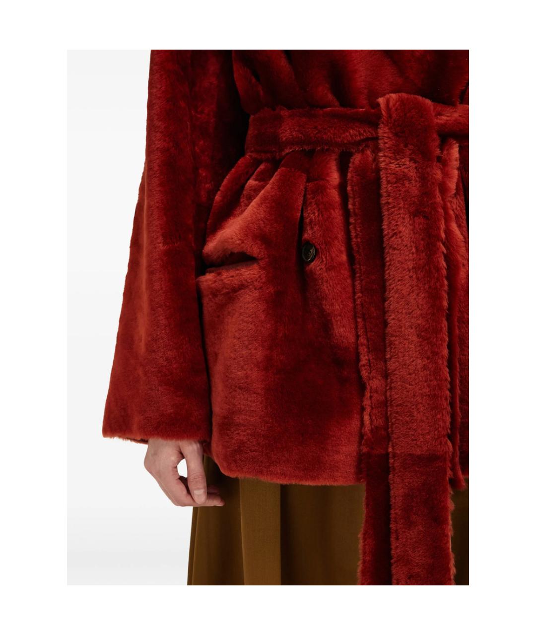 FERRAGAMO Красная меховая дубленка, фото 6