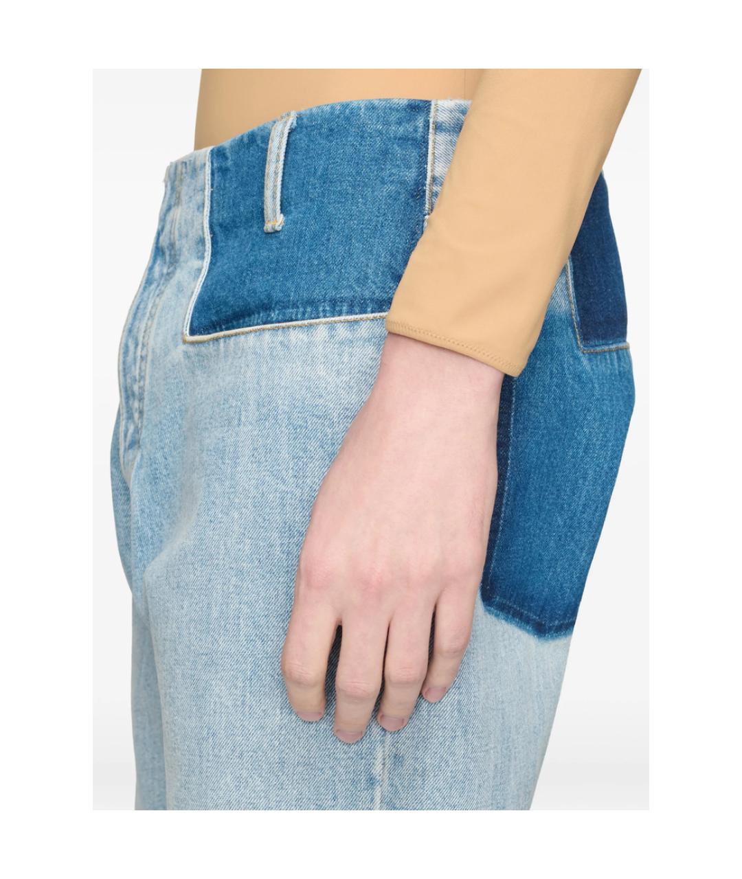 MAISON MARGIELA Голубые хлопковые прямые джинсы, фото 4