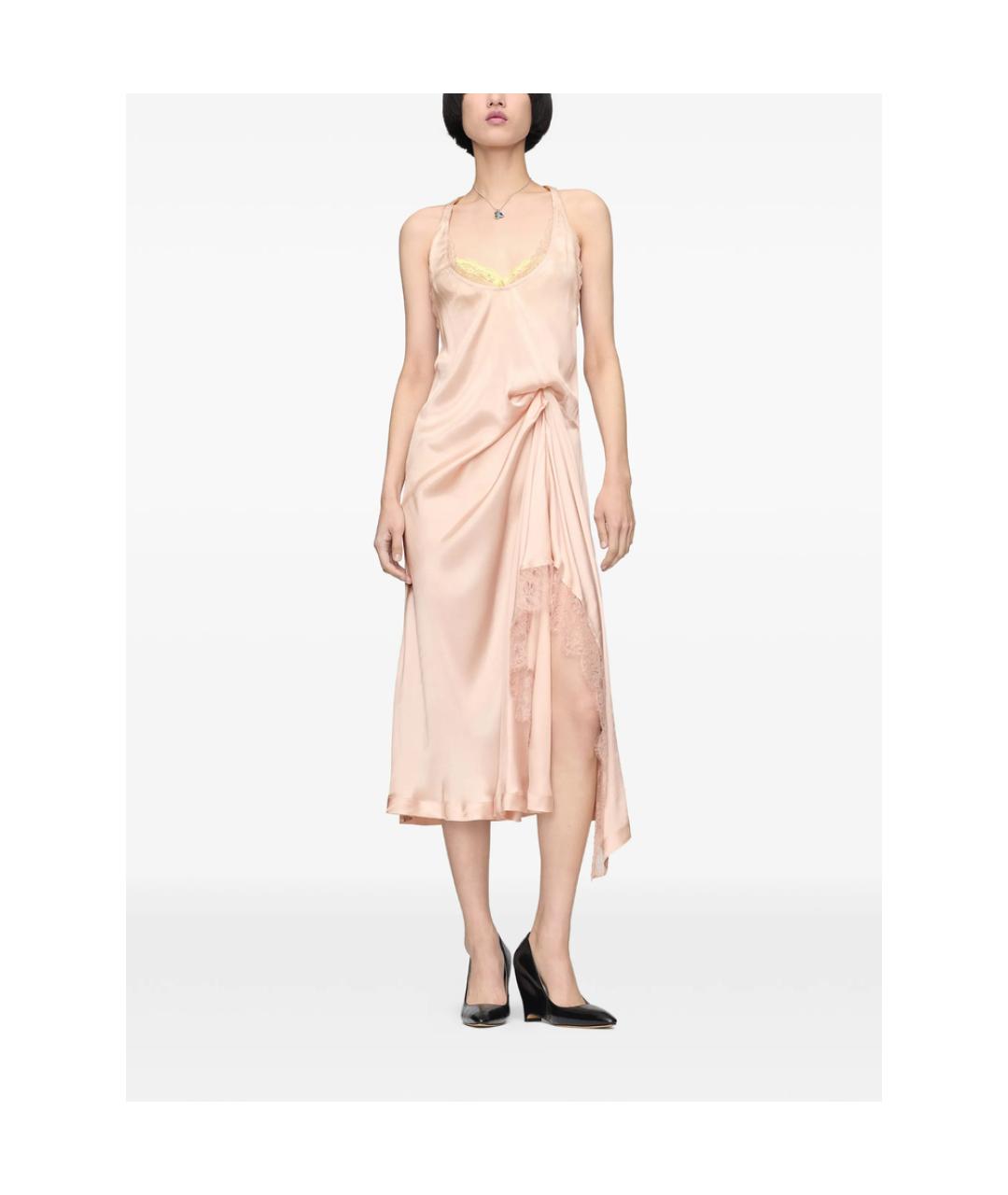MAISON MARGIELA Розовое шелковое коктейльное платье, фото 2