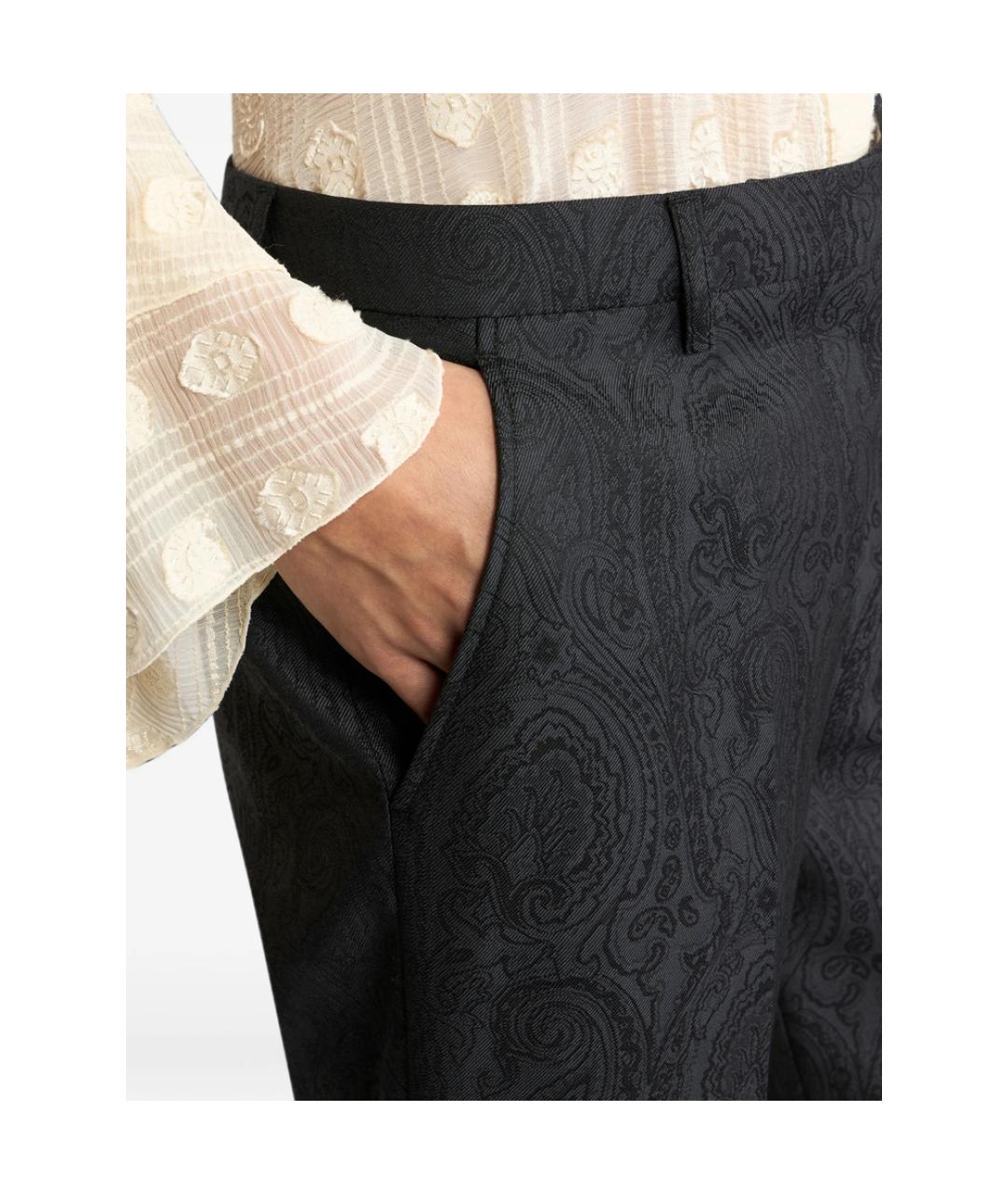 ETRO Черные шерстяные прямые брюки, фото 3