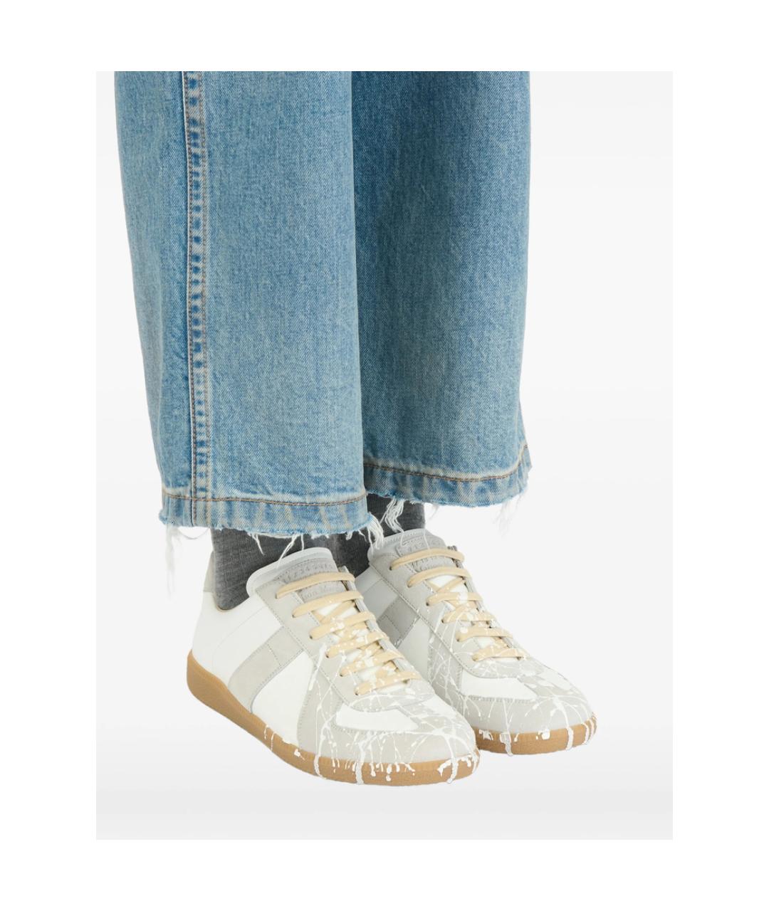 MAISON MARGIELA Белые кожаные низкие кроссовки / кеды, фото 4