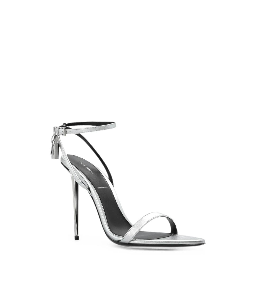 TOM FORD Серебряные кожаные босоножки, фото 3