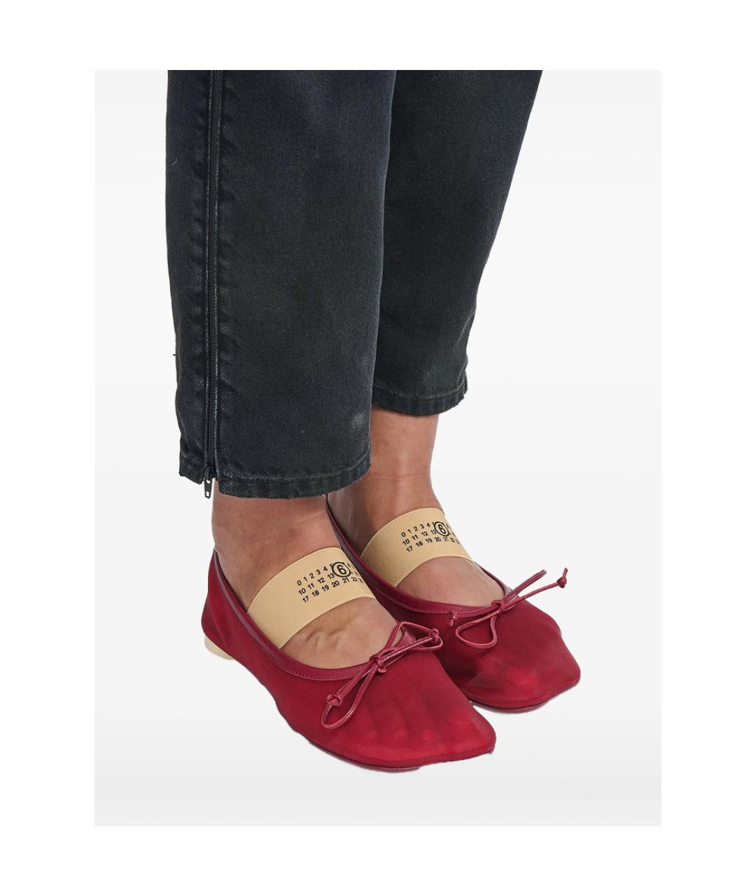 MM6 MAISON MARGIELA Красные синтетические балетки, фото 3