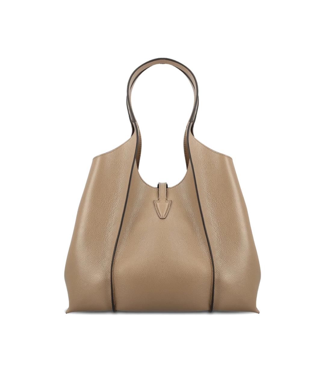 TOD'S Бежевая кожаная сумка тоут, фото 3