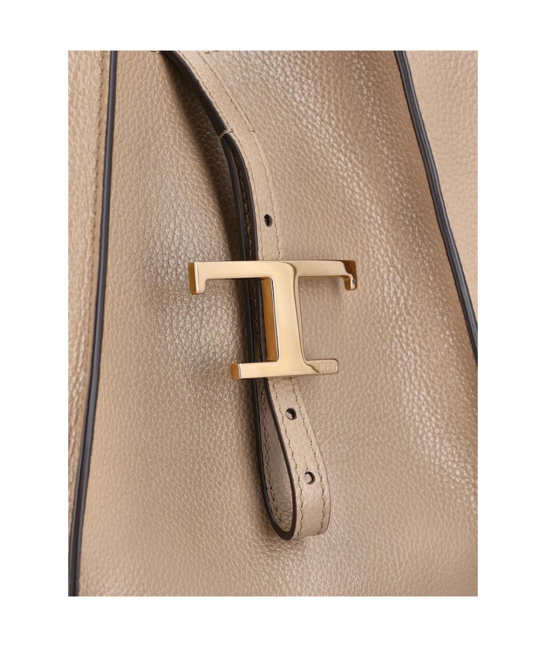 TOD'S Бежевая кожаная сумка тоут, фото 4