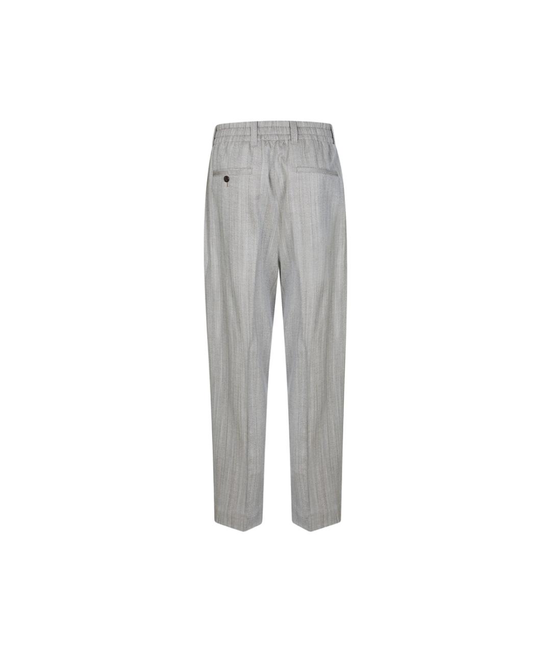 GOLDEN GOOSE Серые шерстяные классические брюки, фото 2
