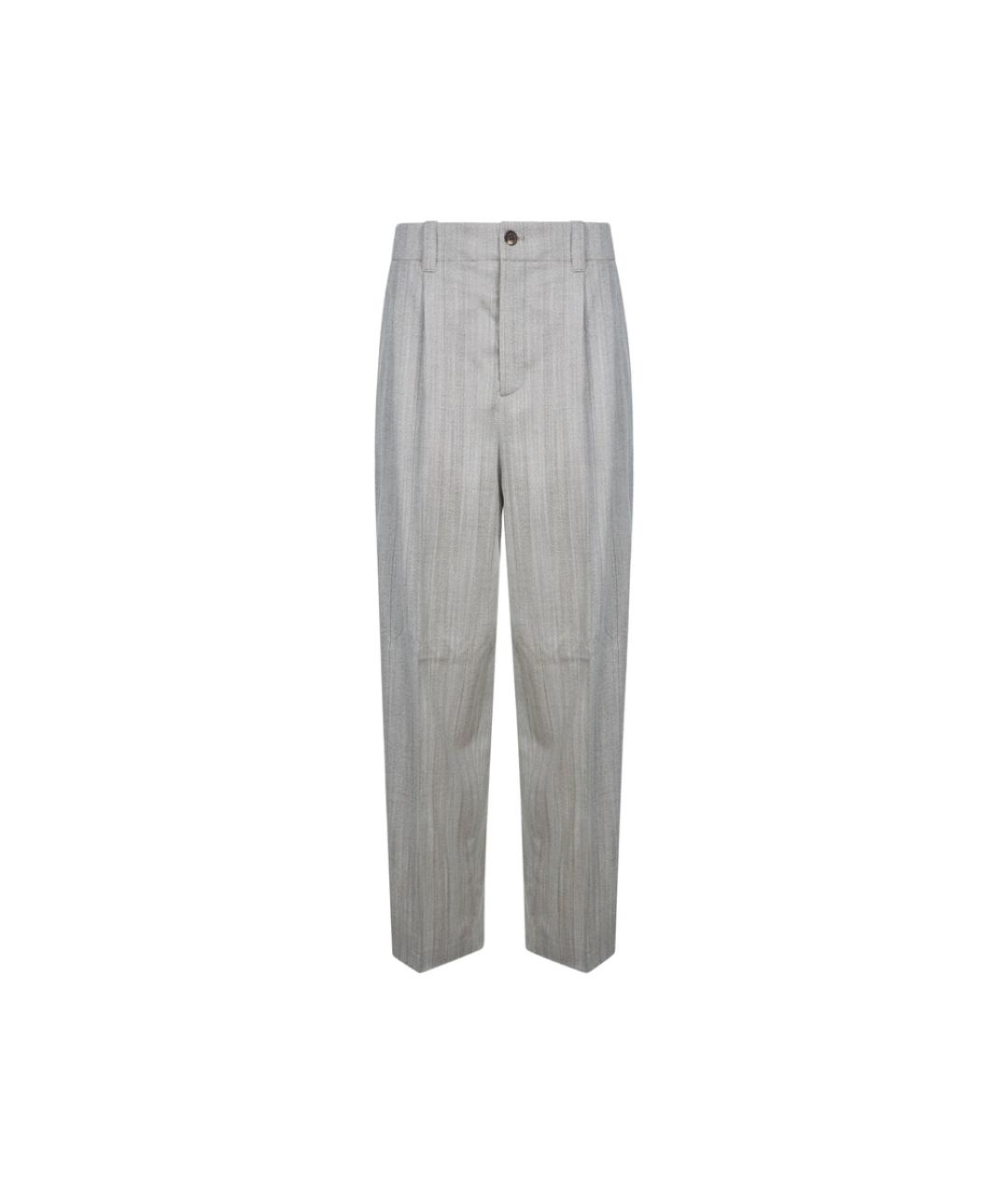 GOLDEN GOOSE Серые шерстяные классические брюки, фото 1