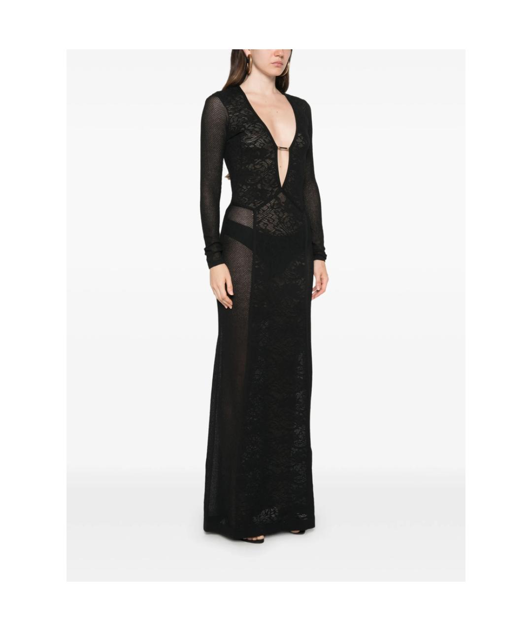 ELISABETTA FRANCHI Черное полиэстеровое вечернее платье, фото 4