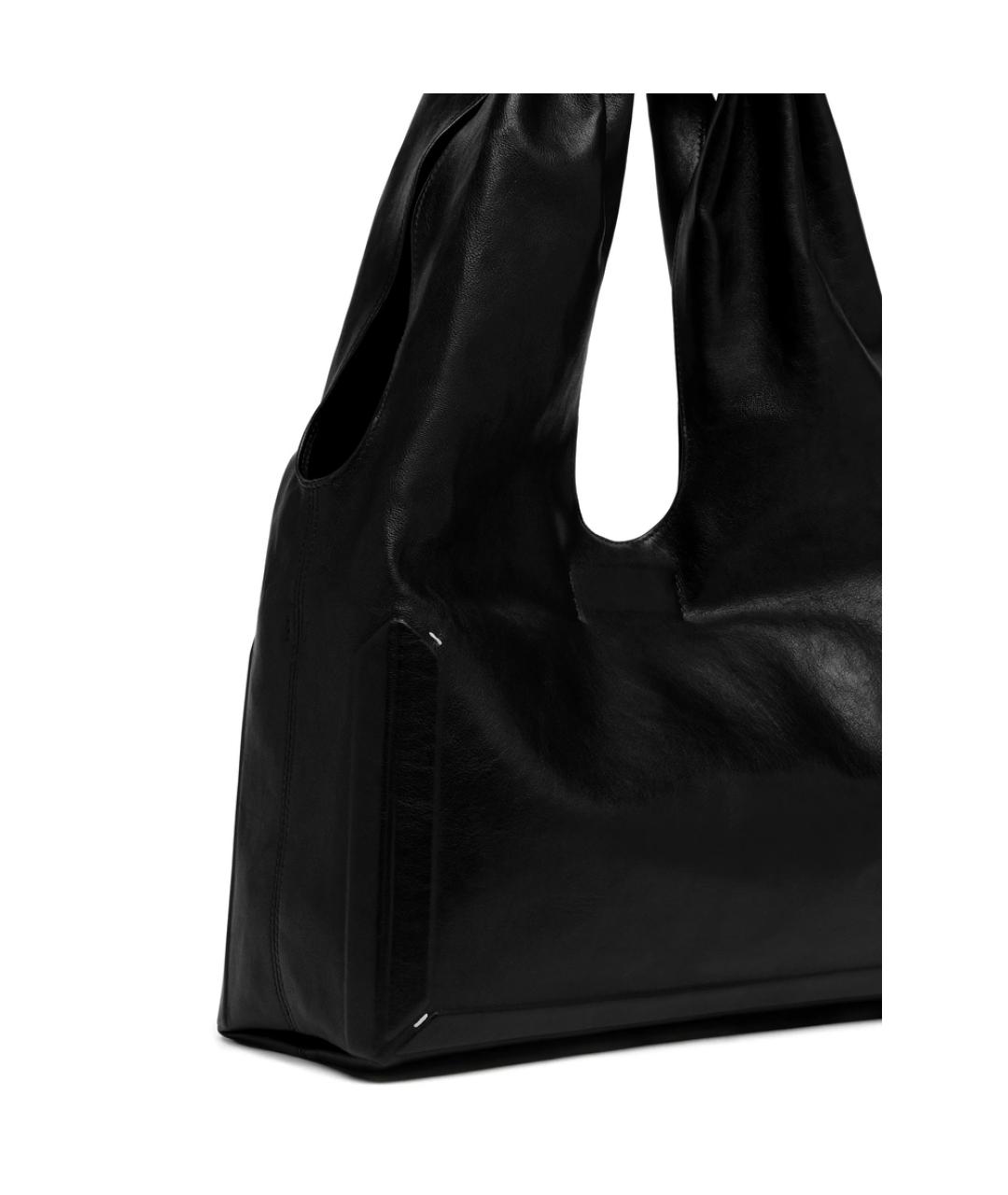 MAISON MARGIELA Черная кожаная сумка тоут, фото 3