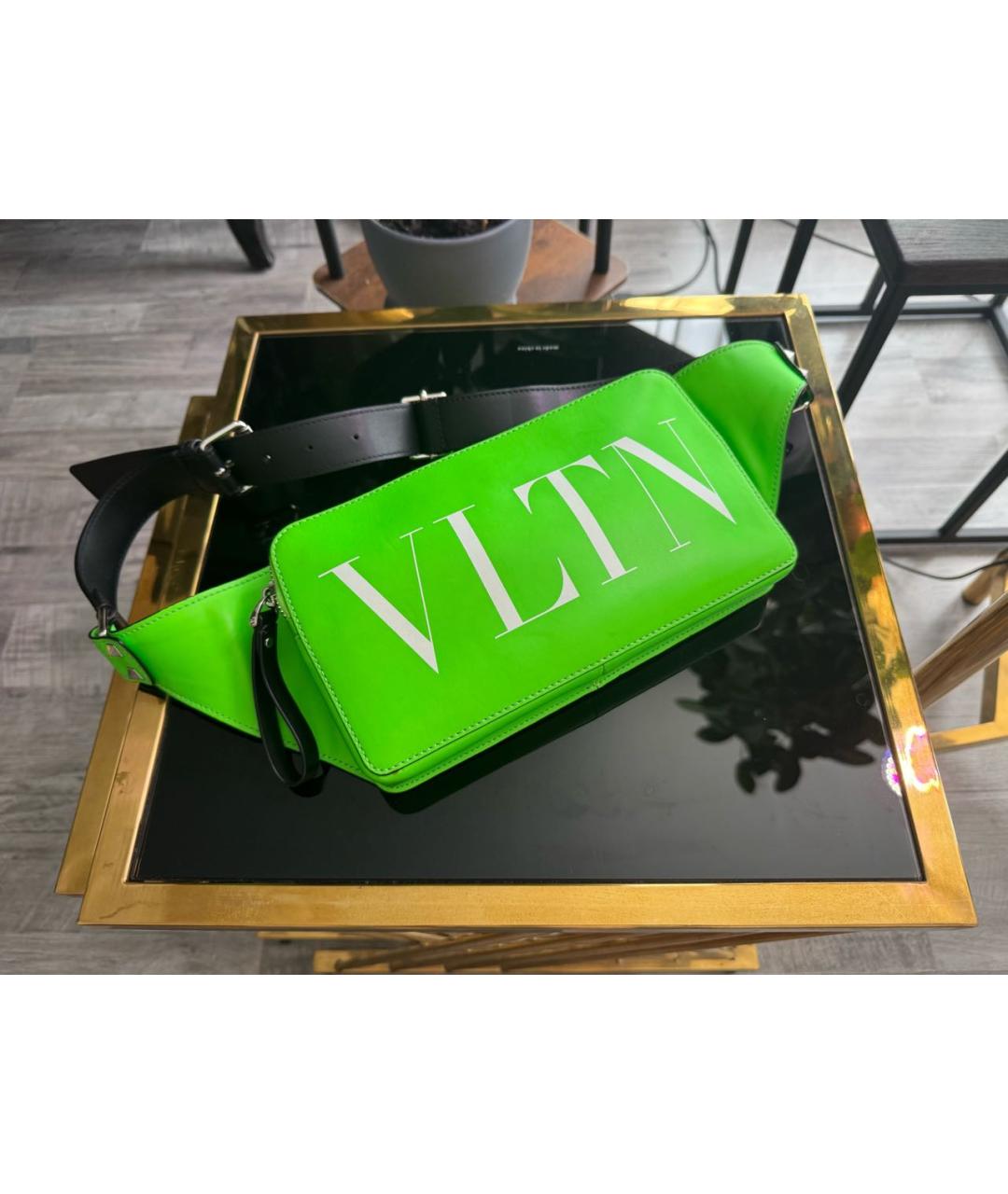 VALENTINO Зеленая кожаная поясная сумка, фото 8
