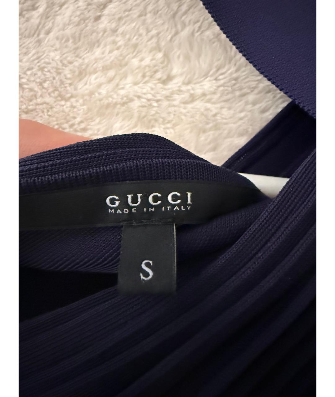 GUCCI Темно-синее полиэстеровое вечернее платье, фото 3