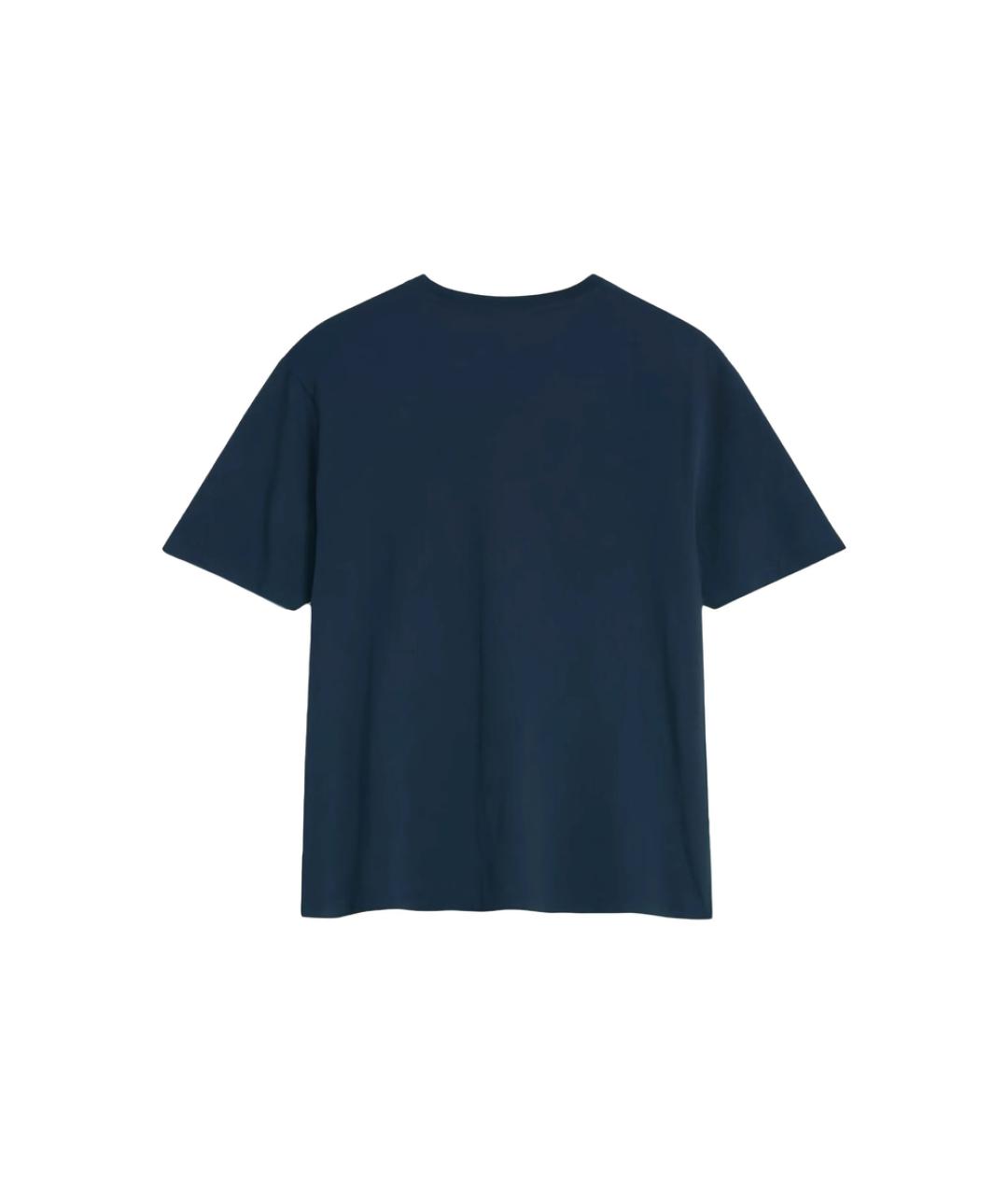 MAISON KITSUNE Темно-синяя хлопковая футболка, фото 3