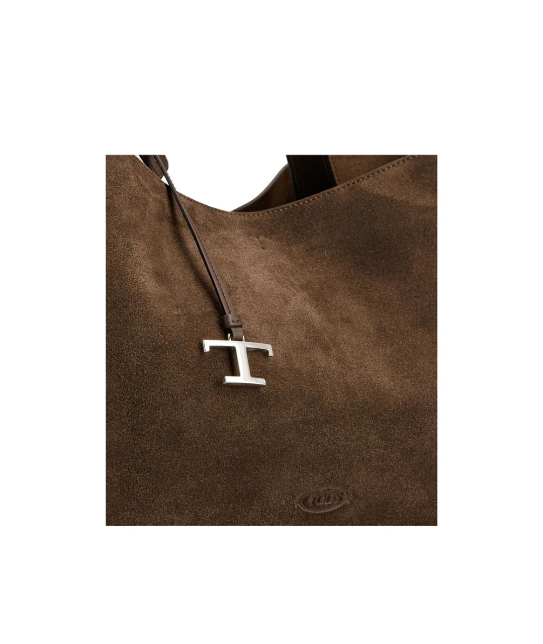 TOD'S Коричневая замшевая сумка тоут, фото 3