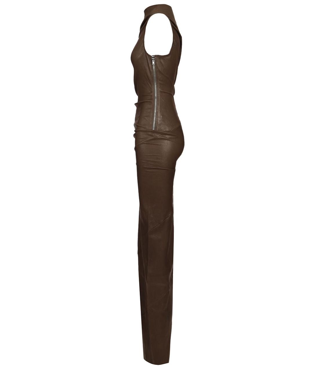 RICK OWENS Коричневое кожаное вечернее платье, фото 3