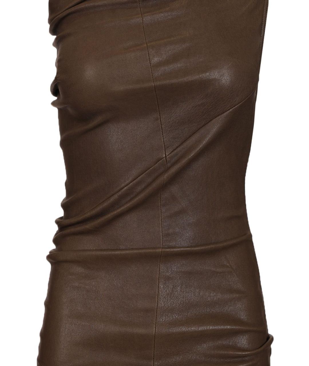 RICK OWENS Коричневое кожаное вечернее платье, фото 4