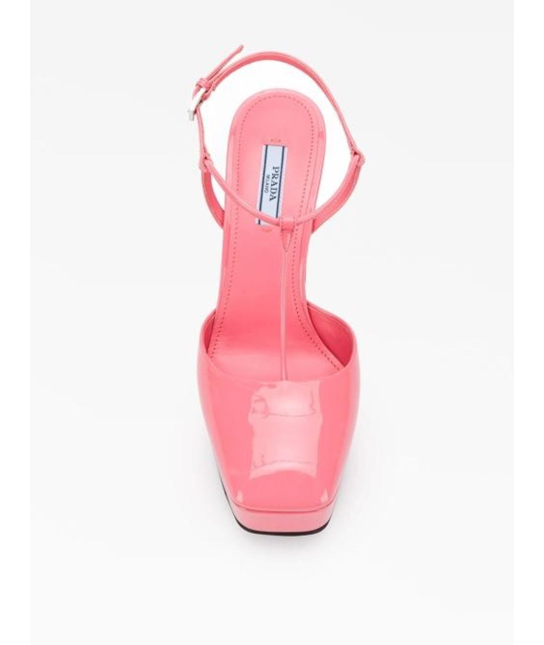 PRADA Розовые босоножки из лакированной кожи, фото 4